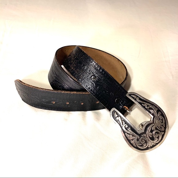 SOLD 🛑 Vintage Silver and Leather Belt - Picture 2 of 8